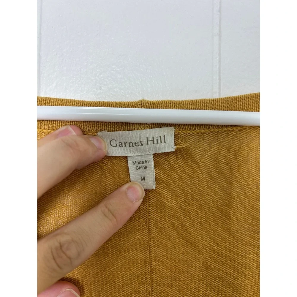 Garnet Hill Easy 100% Linen Drape Front Cardigan Womens M Mustard Yellow Sweater